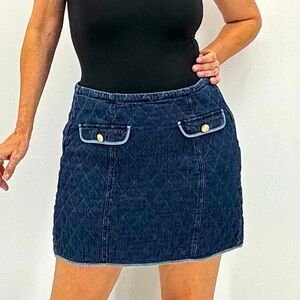 J. Crew Retro Y2K Classic Quilted Embellished Denim Mini Skirt